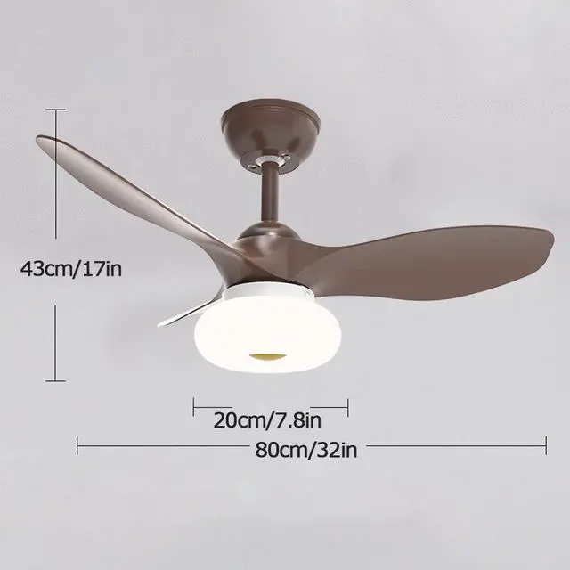 Alt view image 5 of 5 - 32 Inch Ceiling Fan with Lights and Remote Modern Low Profile Ceiling Fan with Light LED 3 Color Dimmable Bedroom Ceiling Fan Outdoor Ceiling Fans for Patios with Light