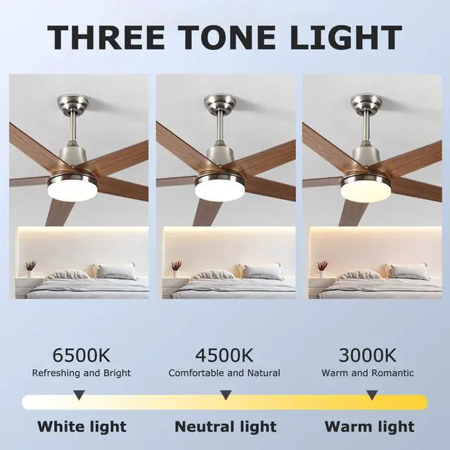 Alt view image 4 of 7 - Ceiling Fan with Lights, ceiling fan with light and remote 3CCT Dimmable Reversible DC Motors mute Ceiling Fan 5 blade Boom type ceiling fans for Bedroom Living Room