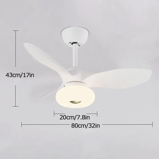 Alt view image 5 of 5 - 32 Inch Ceiling Fan with Lights and Remote Modern Low Profile Ceiling Fan with Light LED 3 Color Dimmable Bedroom Ceiling Fan Outdoor Ceiling Fans for Patios with Light
