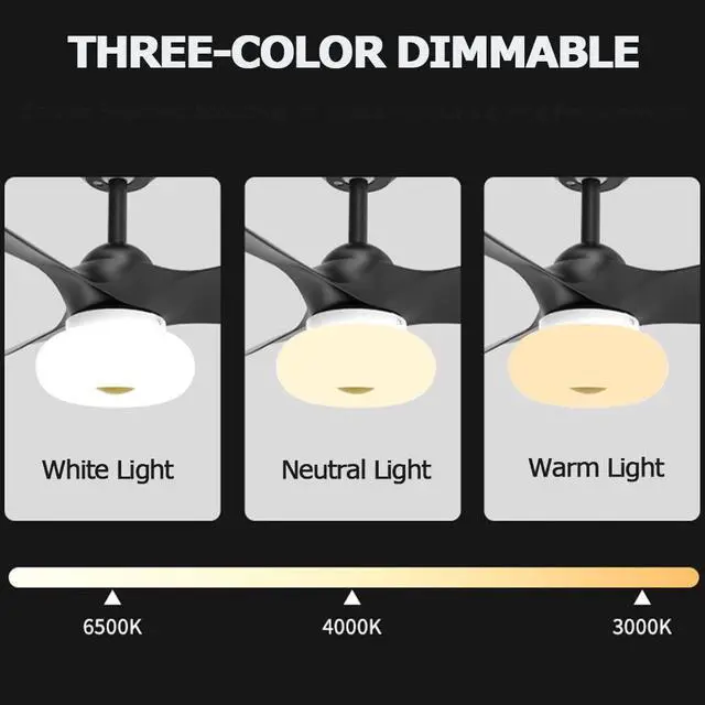 Alt view image 4 of 7 - 32 Inch Ceiling Fan with Lights and Remote Modern Low Profile Ceiling Fan with Light LED 3 Color Dimmable Bedroom Ceiling Fan Outdoor Ceiling Fans for Patios with Light