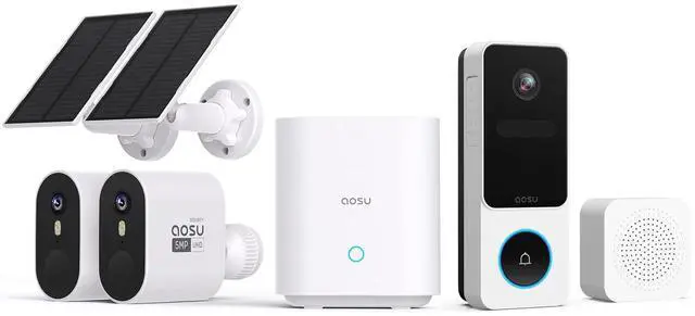Main image of aosu 5MP SolarCam Max System 2-Cam-Kit + 2K Doorbell Camera