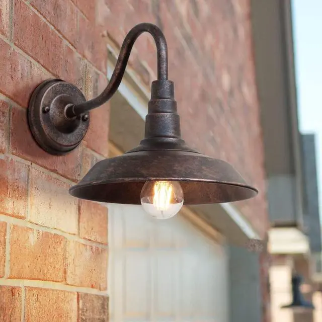 Main image of Outdoor Wall Light, 9.8" Iron Art Gooseneck Wall Lanterns, E26 Retro Barn Lights, Indoor and Outdoor Wall Mounted Lighting Waterproof Wall Sconce Light, for Porch, Garage