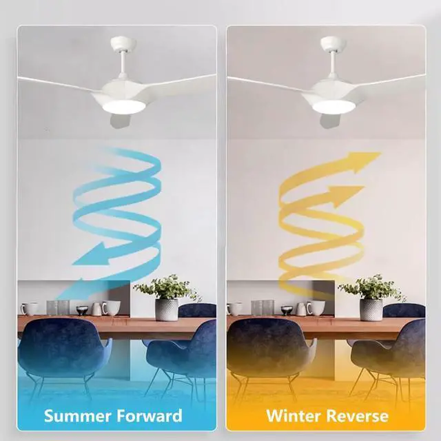Alt view image 3 of 7 - 52 Inch Ceiling Fans with Lights and Remote Control, Large air volume Modern Indoor Ceiling Fans, 3 Blade Reversible DC motor, for Patio Living Room Bedroom Office Summer House