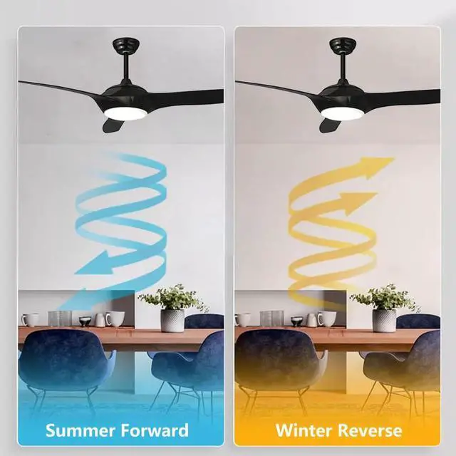 Alt view image 3 of 7 - 52 Inch Ceiling Fans with Lights and Remote Control, Large air volume Modern Indoor Ceiling Fans, 3 Blade Reversible DC motor, for Patio Living Room Bedroom Office Summer House