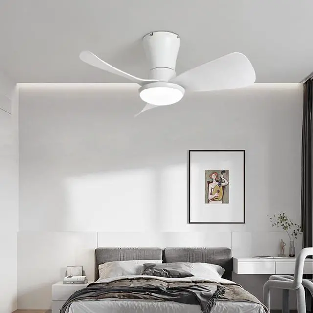 Alt view image 2 of 7 - 27 inch Flush Mount Ceiling Fans with Lights Small Ceiling Fan with Light and Remote 3CCT Dimmable Low Profile Ceiling Fans with Light for Bedroom Kitchen,Reversible