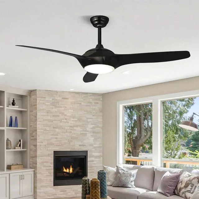 Alt view image 2 of 7 - 52 Inch Ceiling Fans with Lights and Remote Control, Large air volume Modern Indoor Ceiling Fans, 3 Blade Reversible DC motor, for Patio Living Room Bedroom Office Summer House