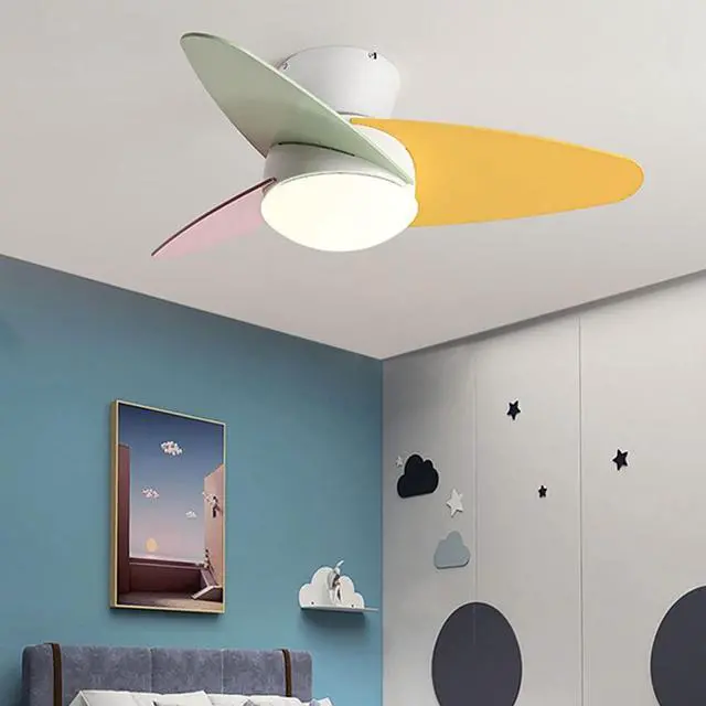 Alt view image 3 of 7 - Flush Mount Modern Ceiling Fan with Remote Low Profile Ceiling Fan with Lights 36 Inch Dimmable LED Small Ceiling Fan with Light for Bedroom Living Room Kids Room