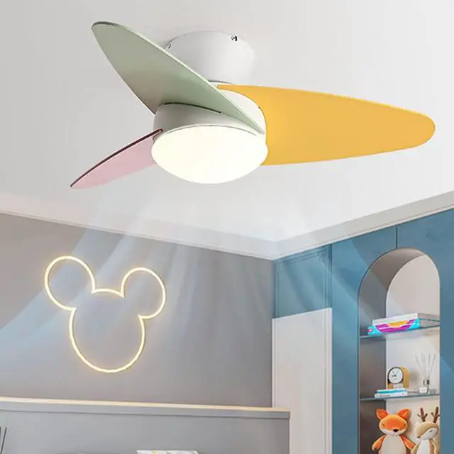 Alt view image 2 of 7 - Flush Mount Modern Ceiling Fan with Remote Low Profile Ceiling Fan with Lights 36 Inch Dimmable LED Small Ceiling Fan with Light for Bedroom Living Room Kids Room
