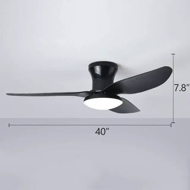 Alt view image 7 of 7 - 40 inch Ceiling Fan with Lights Flush Mount ceiling fan with light and remote Reversible 6 speeds Modern Ceiling Fan Mute Ceiling Fan with Lights for Bedroom Living Room Kids Room