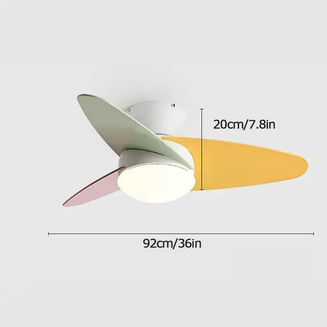 Alt view image 7 of 7 - Flush Mount Modern Ceiling Fan with Remote Low Profile Ceiling Fan with Lights 36 Inch Dimmable LED Small Ceiling Fan with Light for Bedroom Living Room Kids Room
