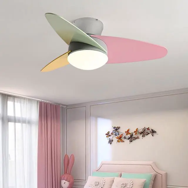 Alt view image 2 of 5 - Flush Mount Modern Ceiling Fan with Remote Low Profile Ceiling Fan with Lights 36 Inch Dimmable LED Small Ceiling Fan with Light for Bedroom Living Room Kids Room