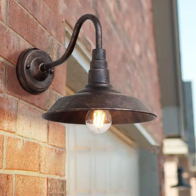 Alt view image 2 of 7 - 2-Pack Outdoor Gooseneck Barn Light 10" Retro Exterior Wall Light Iron Art Dome Farmhouse Wall Sconces Anti-Rust Waterproof Outdoor Light for House Porch Garage Entryway