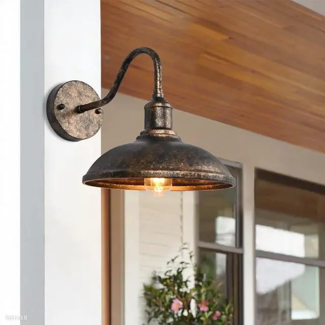 Alt view image 2 of 7 - 2 Pack Outdoor Wall Lights, 9.3" Gooseneck Barn Light Fixture Vintage Bronze Waterproof Porch Light Farmhouse Exterior Wall Sconce for House Front Door Entryway Garage