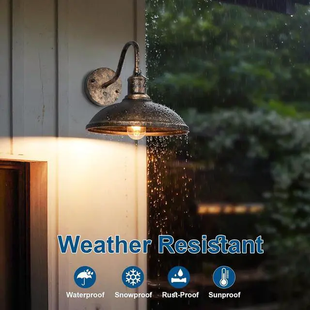 Alt view image 3 of 7 - 2 Pack Outdoor Wall Lights, 9.3" Gooseneck Barn Light Fixture Vintage Bronze Waterproof Porch Light Farmhouse Exterior Wall Sconce for House Front Door Entryway Garage