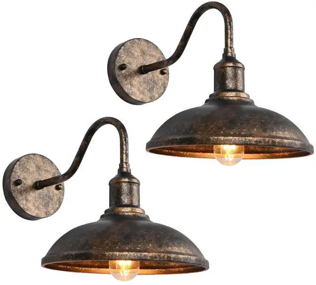 Main image of 2 Pack Outdoor Wall Lights, 9.3" Gooseneck Barn Light Fixture Vintage Bronze Waterproof Porch Light Farmhouse Exterior Wall Sconce for House Front Door Entryway Garage