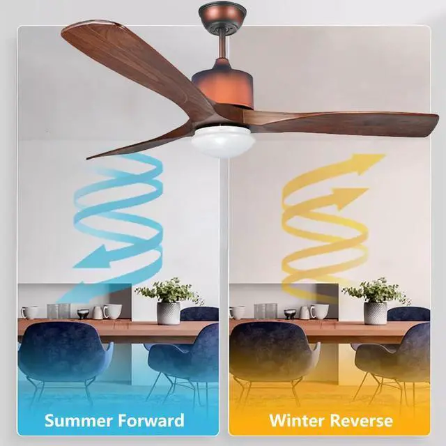 Alt view image 3 of 7 - Wood Ceiling Fan with Lights 42 inch Ceiling Fan with Lights and Remote Retro 6 Speed 3 Color Dimmable Smart Ceiling Fan for Living Room Farmhouse Bedroom