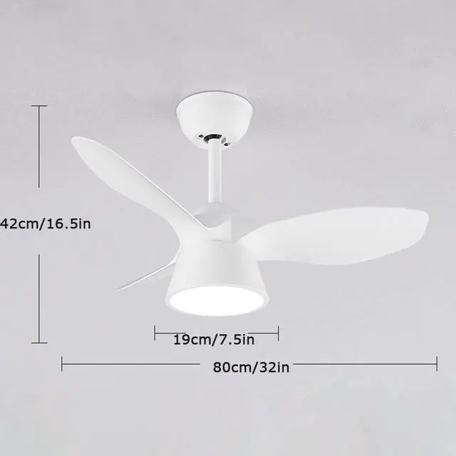 Alt view image 5 of 5 - Simple Small Ceiling Fan with Light 32 Inch Ceiling Fans with Lights and Remote Iron Acrylic Low Profile Ceiling Fan with Light Outdoor Ceiling Fans for Patios with Light