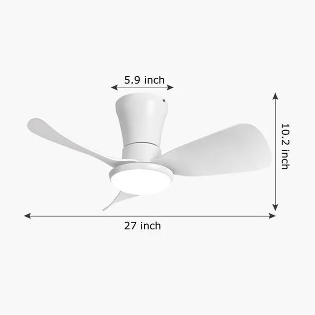 Alt view image 7 of 7 - 27 inch Flush Mount Ceiling Fans with Lights Small Ceiling Fan with Light and Remote 3CCT Dimmable Low Profile Ceiling Fans with Light for Bedroom Kitchen,Reversible