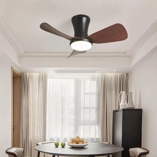 Alt view image 2 of 7 - 27 inch Flush Mount Ceiling Fans with Lights Small Ceiling Fan with Light and Remote 3CCT Dimmable Low Profile Ceiling Fans with Light for Bedroom Kitchen,Reversible