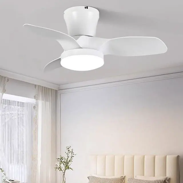 Alt view image 2 of 7 - Modern Low Profile Ceiling Fan with Lights 28 inch Ceiling Fan With Light and Remote, Reversible DC Motor, 3CCT, 6 speed, Noiseless, Small Flush Mount Ceiling Fans for Bedroom Living Room