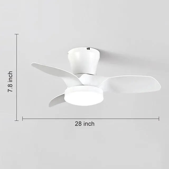 Alt view image 7 of 7 - Modern Low Profile Ceiling Fan with Lights 28 inch Ceiling Fan With Light and Remote, Reversible DC Motor, 3CCT, 6 speed, Noiseless, Small Flush Mount Ceiling Fans for Bedroom Living Room