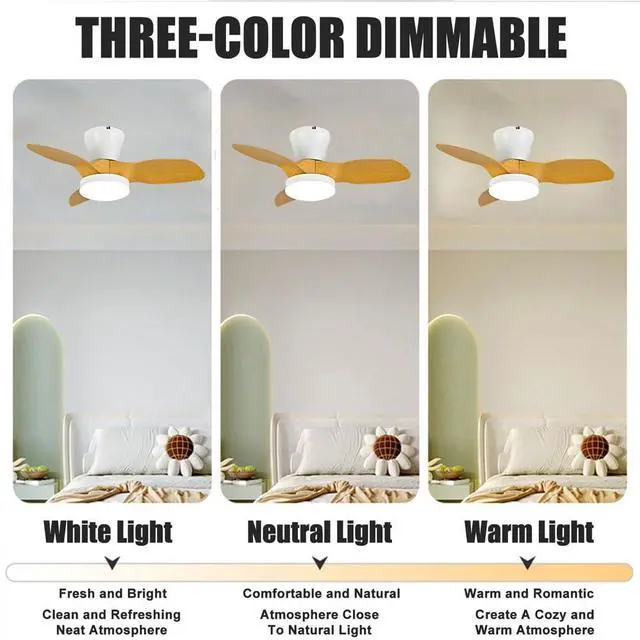 Alt view image 3 of 7 - Modern Low Profile Ceiling Fan with Lights 28 inch Ceiling Fan With Light and Remote, Reversible DC Motor, 3CCT, 6 speed, Noiseless, Small Flush Mount Ceiling Fans for Bedroom Living Room