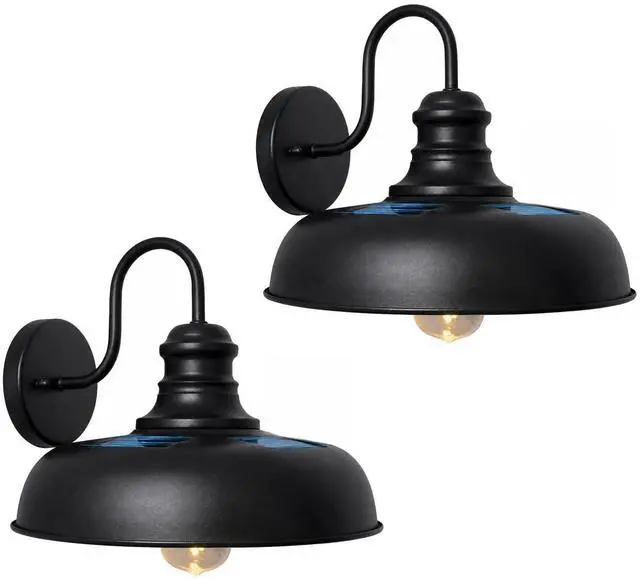 Main image of Solar Barn Lights for Outside, Dusk to Dawn Gooseneck Wall Sconces | 12" Black Farmhouse Exterior Barn Lights, Waterproof Outdoor Wall Lights Solar Powered for Porch Garage Patio, 2 Pack
