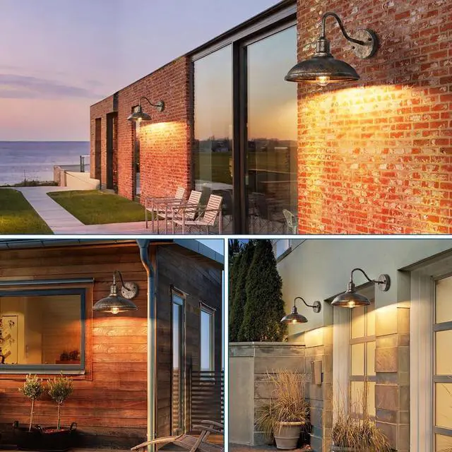 Alt view image 5 of 7 - 2 Pack Outdoor Wall Lights, 9.3" Gooseneck Barn Light Fixture Vintage Bronze Waterproof Porch Light Farmhouse Exterior Wall Sconce for House Front Door Entryway Garage