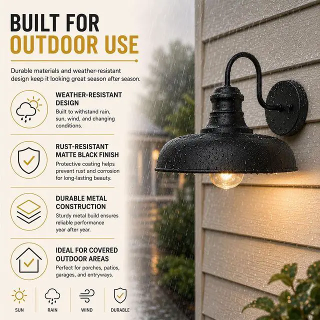 Alt view image 4 of 7 - Solar Barn Lights for Outside, Dusk to Dawn Gooseneck Wall Sconces | 12" Black Farmhouse Exterior Barn Lights, Waterproof Outdoor Wall Lights Solar Powered for Porch Garage Patio, 2 Pack