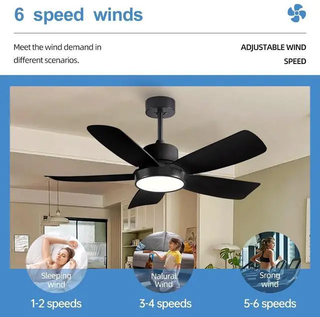 Alt view image 5 of 7 - Ceiling Fan with Lights 3 CCT Modern remote ceiling fans 6 speed Reversible DC motor Boom type ceiling fans with light 42 inch outdoor ceiling fans for Bedroom Living Room Kids Room