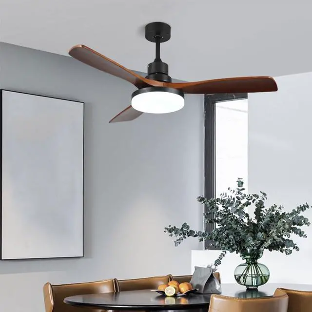 Alt view image 2 of 7 - 36 inch Wood Ceiling Fan with Lights Retro 3-Blade Ceiling Fan with Light and Remote, Reversible, 6 Speed, 3CCT, Mute Ceiling Fans for Bedroom Living Room Kids Room