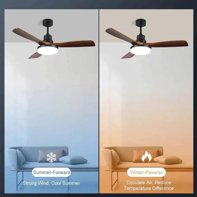 Alt view image 3 of 7 - 36 inch Wood Ceiling Fan with Lights Retro 3-Blade Ceiling Fan with Light and Remote, Reversible, 6 Speed, 3CCT, Mute Ceiling Fans for Bedroom Living Room Kids Room