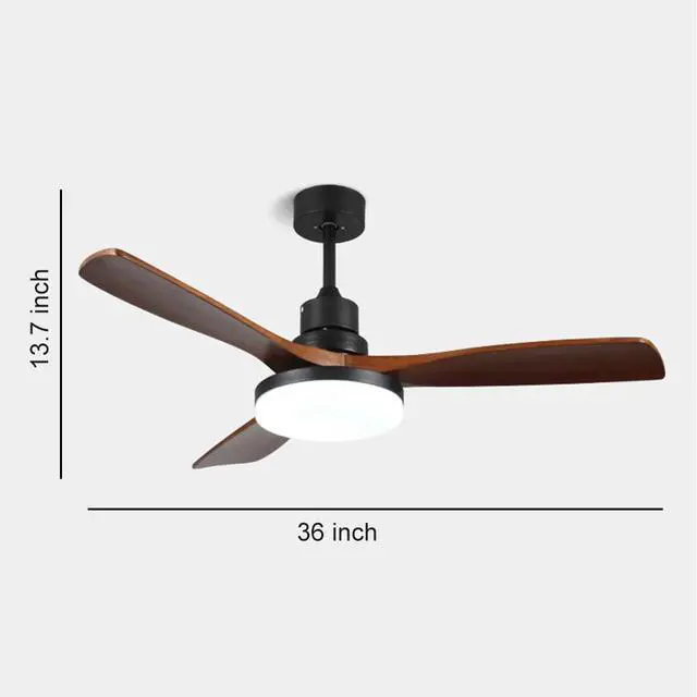 Alt view image 7 of 7 - 36 inch Wood Ceiling Fan with Lights Retro 3-Blade Ceiling Fan with Light and Remote, Reversible, 6 Speed, 3CCT, Mute Ceiling Fans for Bedroom Living Room Kids Room