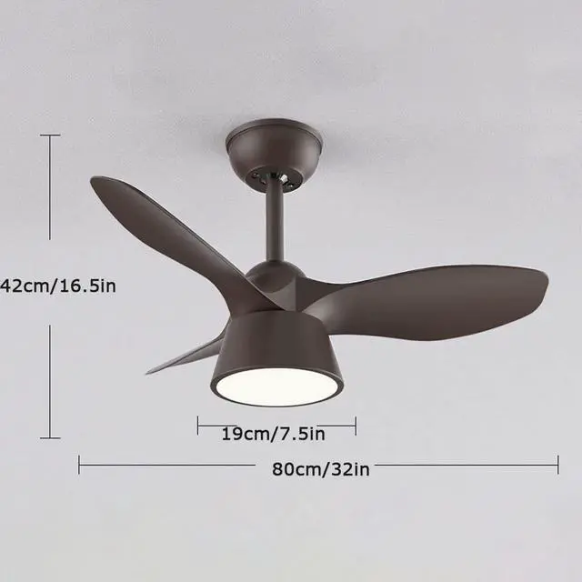 Alt view image 5 of 5 - Simple Small Ceiling Fan with Light 32 Inch Ceiling Fans with Lights and Remote Iron Acrylic Low Profile Ceiling Fan with Light Outdoor Ceiling Fans for Patios with Light