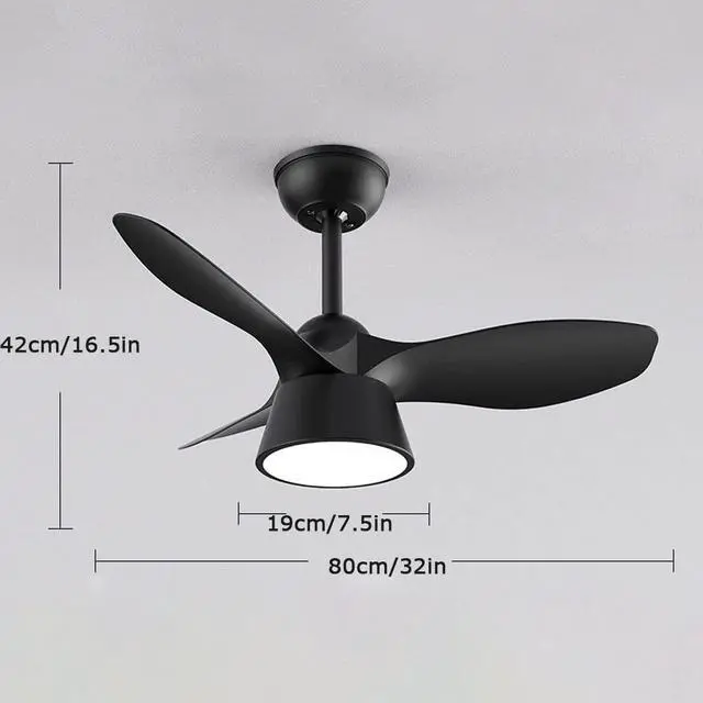 Alt view image 7 of 7 - Simple Small Ceiling Fan with Light 32 Inch Ceiling Fans with Lights and Remote Iron Acrylic Low Profile Ceiling Fan with Light Outdoor Ceiling Fans for Patios with Light