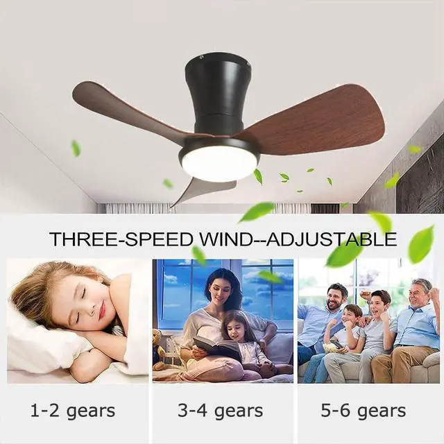 Alt view image 5 of 7 - 27 inch Flush Mount Ceiling Fans with Lights Small Ceiling Fan with Light and Remote 3CCT Dimmable Low Profile Ceiling Fans with Light for Bedroom Kitchen,Reversible