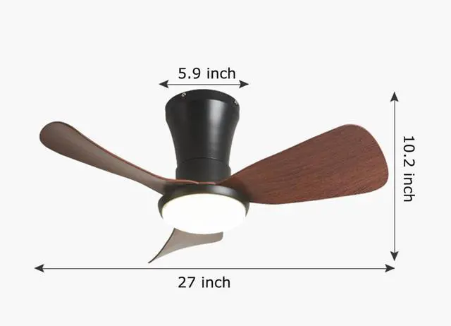 Alt view image 7 of 7 - 27 inch Flush Mount Ceiling Fans with Lights Small Ceiling Fan with Light and Remote 3CCT Dimmable Low Profile Ceiling Fans with Light for Bedroom Kitchen,Reversible