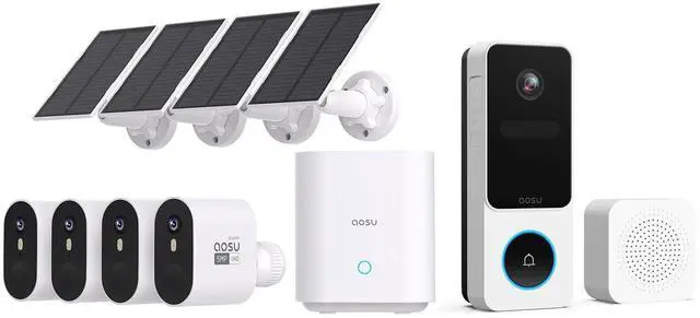 Main image of aosu 5MP SolarCam Max System 4-Cam-Kit + 2K Doorbell Camera