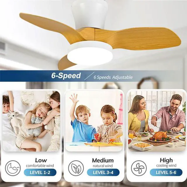 Alt view image 4 of 7 - Modern Low Profile Ceiling Fan with Lights 28 inch Ceiling Fan With Light and Remote, Reversible DC Motor, 3CCT, 6 speed, Noiseless, Small Flush Mount Ceiling Fans for Bedroom Living Room
