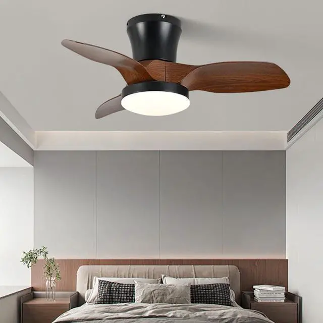 Alt view image 2 of 7 - Modern Low Profile Ceiling Fan with Lights 28 inch Ceiling Fan With Light and Remote, Reversible DC Motor, 3CCT, 6 speed, Noiseless, Small Flush Mount Ceiling Fans for Bedroom Living Room