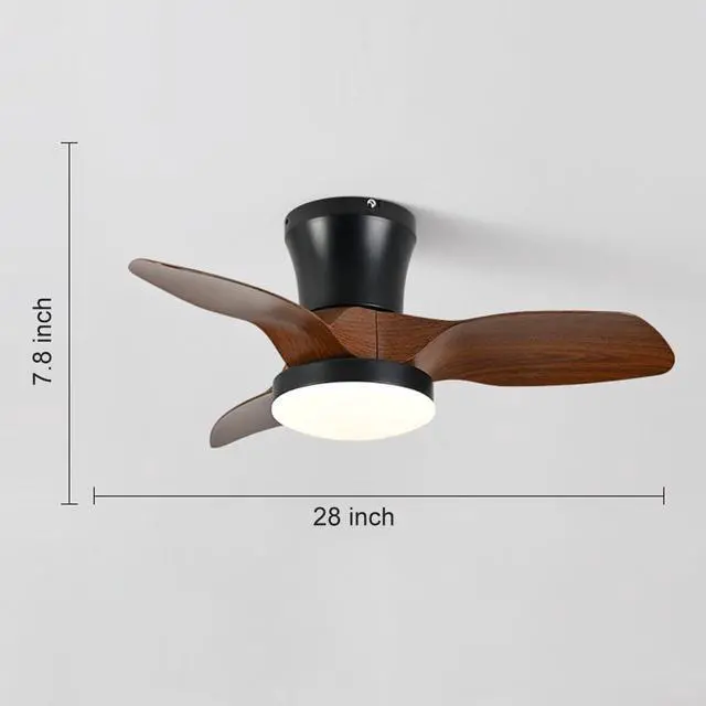 Alt view image 7 of 7 - Modern Low Profile Ceiling Fan with Lights 28 inch Ceiling Fan With Light and Remote, Reversible DC Motor, 3CCT, 6 speed, Noiseless, Small Flush Mount Ceiling Fans for Bedroom Living Room