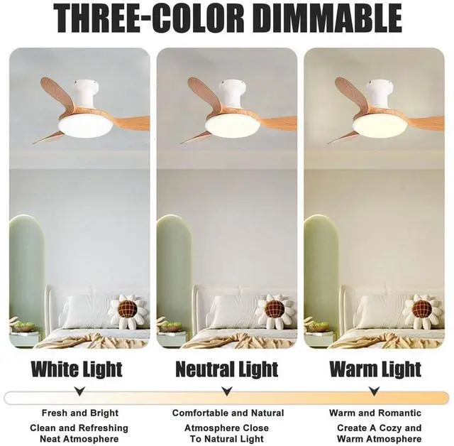 Alt view image 4 of 7 - Modern Ceiling Fans with Lights Flush Mount 42 inch Ceiling Fan with Light and Remote 6 Speed 3 Color Dimmable Smart Ceiling Fans Low Profile Ceiling Fans with Reversible DC Motor for Bedroom