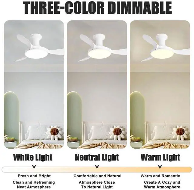 Alt view image 5 of 7 - Modern Ceiling Fans with Lights Flush Mount 42 inch Ceiling Fan with Light and Remote 6 Speed 3 Color Dimmable Smart Ceiling Fans Low Profile Ceiling Fans with Reversible DC Motor for Bedroom