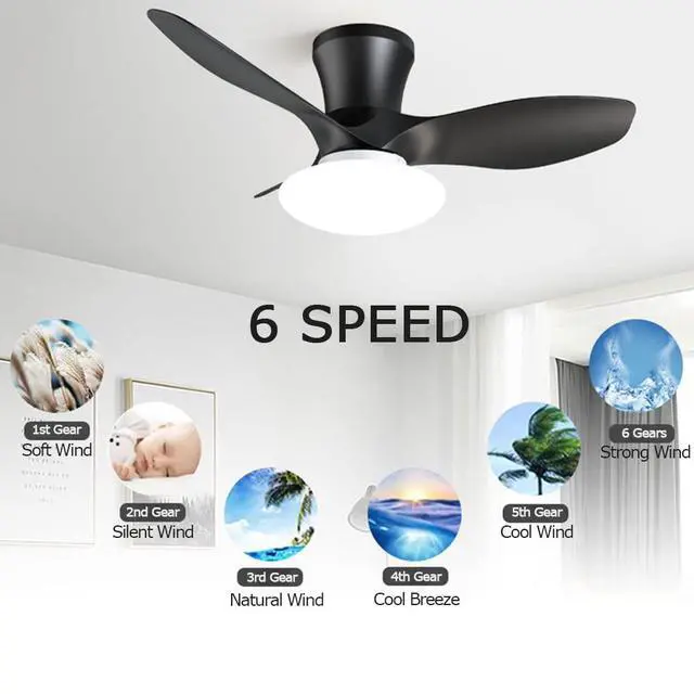 Alt view image 3 of 7 - Modern Remote Ceiling Fan with Lights Simple 32 Inch Small Ceiling Fan with Light LED Smart Dimmable Fan Light Flush Mount Indoor Low Profile Ceiling Fan with Light