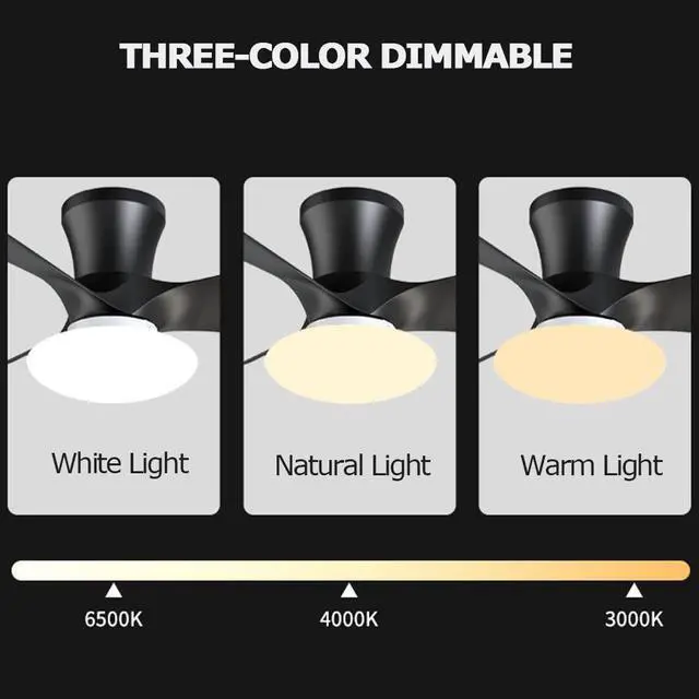 Alt view image 4 of 7 - Modern Remote Ceiling Fan with Lights Simple 32 Inch Small Ceiling Fan with Light LED Smart Dimmable Fan Light Flush Mount Indoor Low Profile Ceiling Fan with Light