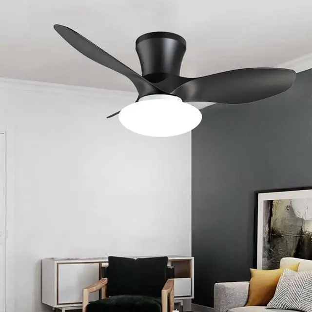 Alt view image 2 of 7 - Modern Remote Ceiling Fan with Lights Simple 32 Inch Small Ceiling Fan with Light LED Smart Dimmable Fan Light Flush Mount Indoor Low Profile Ceiling Fan with Light