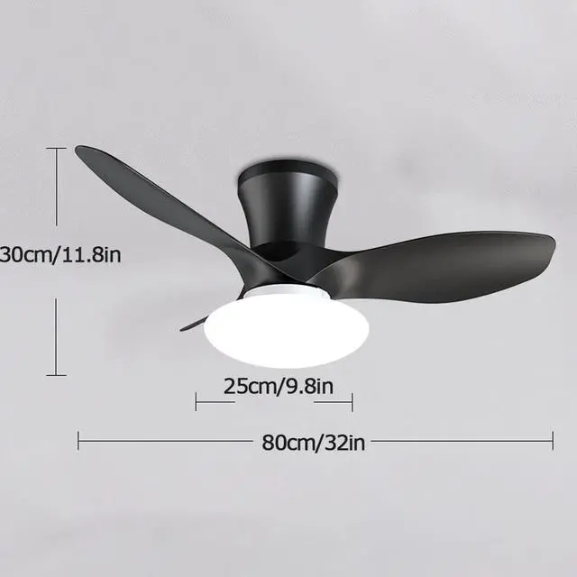 Alt view image 7 of 7 - Modern Remote Ceiling Fan with Lights Simple 32 Inch Small Ceiling Fan with Light LED Smart Dimmable Fan Light Flush Mount Indoor Low Profile Ceiling Fan with Light