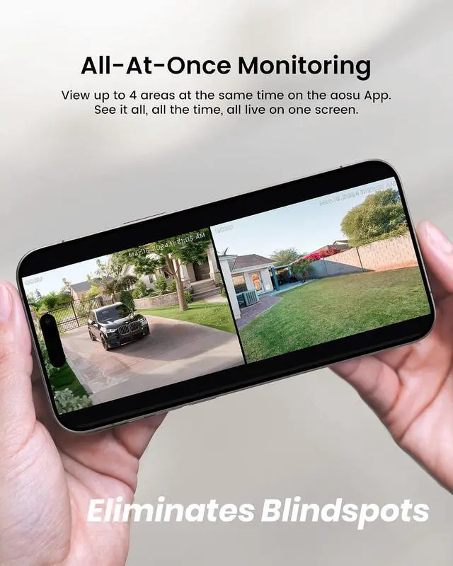 Alt view image 3 of 7 - aosu Solar Security Cameras Wireless Outdoor/Indoor, 4 Pack