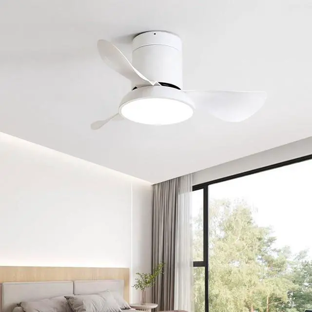 Alt view image 2 of 7 - 28 inch Small Flush Mount Ceiling Fans with Lights Remote Low Profile Modern Ceiling Fans with Lights, 3CCT, Reversible, 6 Speed, Noiseless, for Patio Kitchen Bedroom