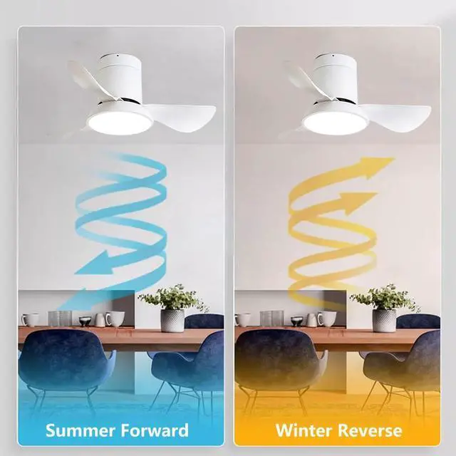 Alt view image 3 of 7 - 28 inch Small Flush Mount Ceiling Fans with Lights Remote Low Profile Modern Ceiling Fans with Lights, 3CCT, Reversible, 6 Speed, Noiseless, for Patio Kitchen Bedroom